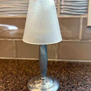 Vintage Pier 1 Silver and White Textured Tea Light Candle Lamp